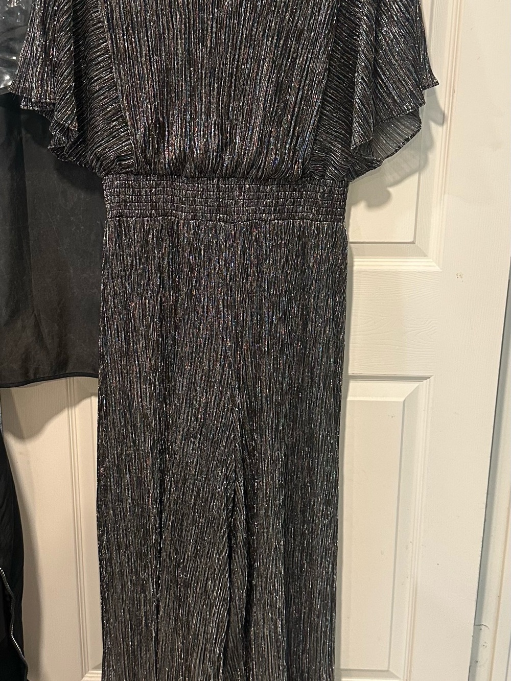 MSK Metallic Black Jumpsuit with Flutter Sleeves
